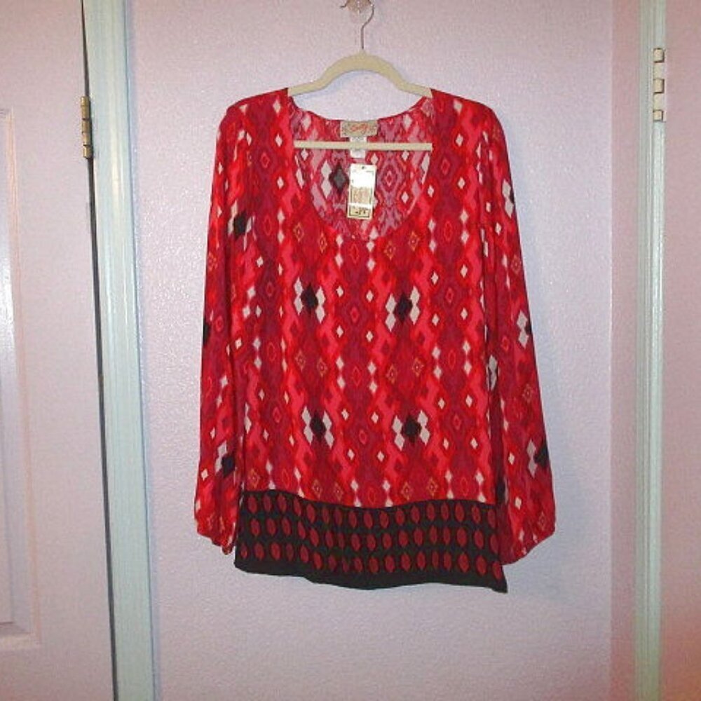 Vtg Scully Western Blouse Top Size L Tunic Limited Edition Boho Cowgirl Rodeo